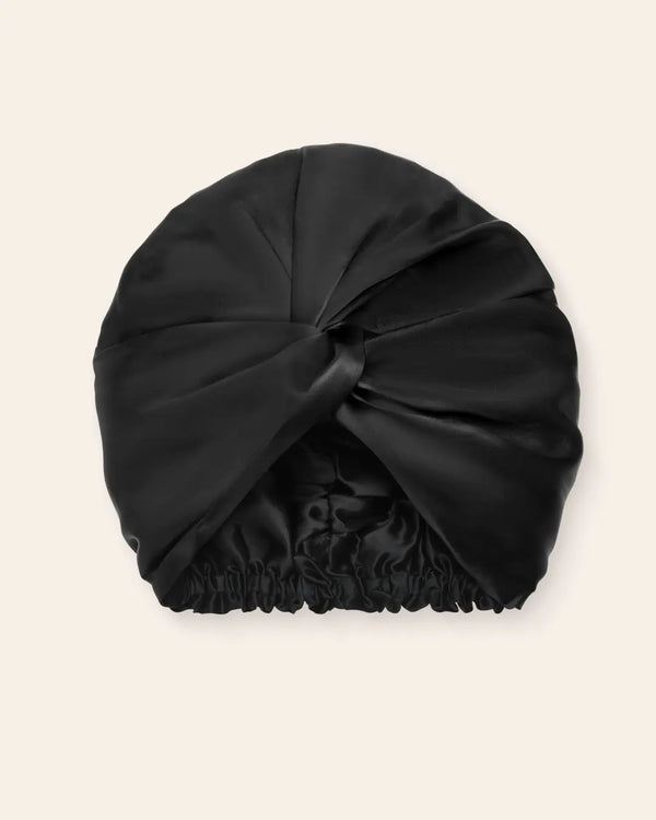 Lenoites Mulberry Silk Sleeping Cap in the color Black