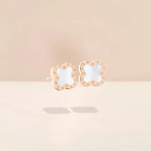 Earrings Mini Rosegold White
