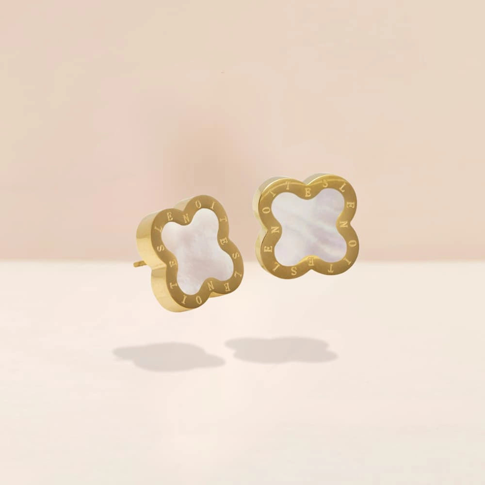 Earrings Gold White