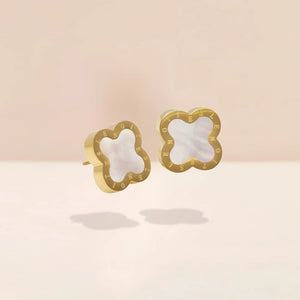 Earrings Gold White