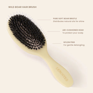Wild Boar Hair Brush with Cleaning Tool